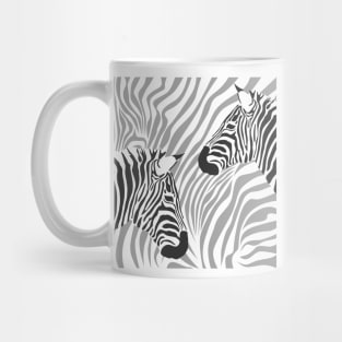 Zebras with zebra pattern background Mug